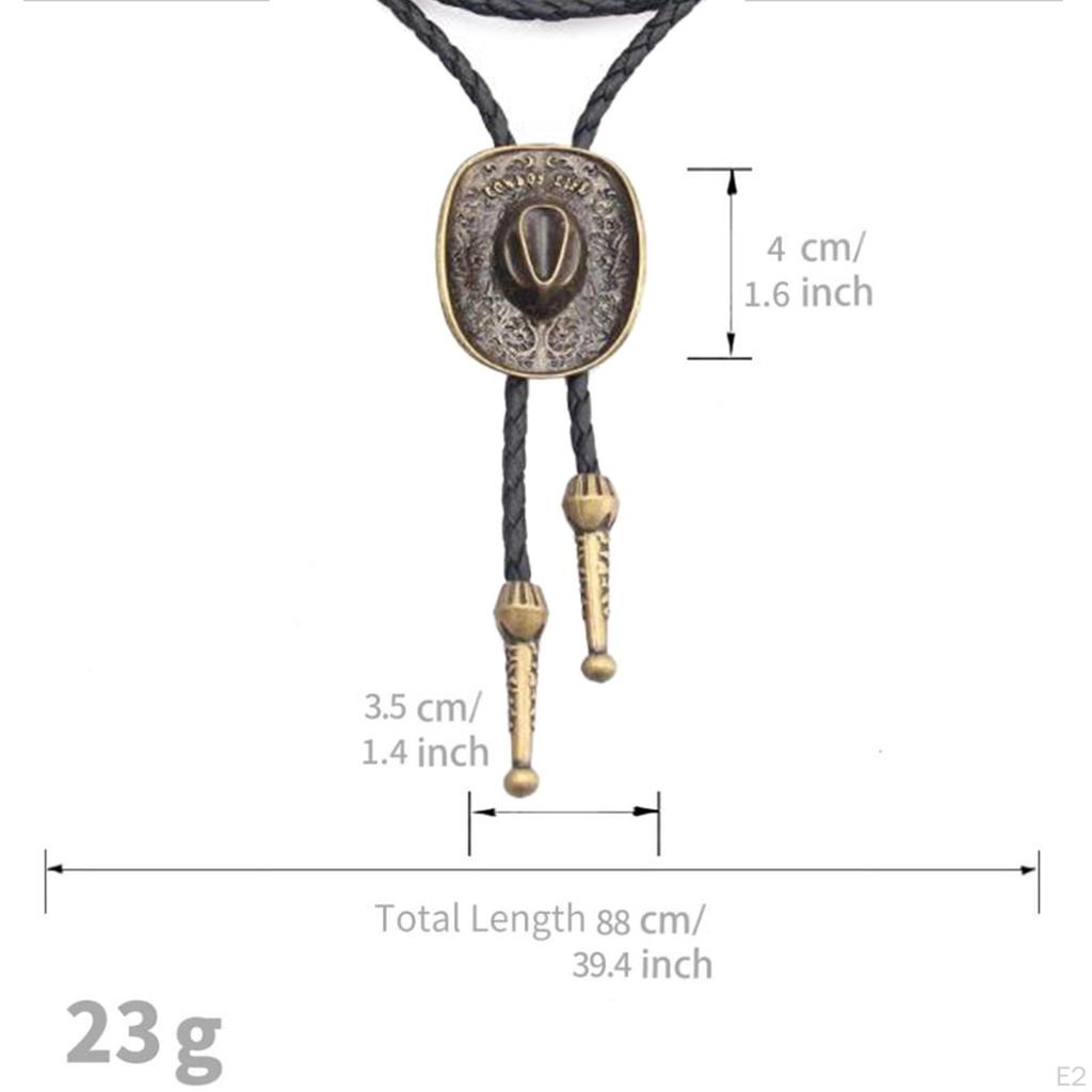 3D Western Cowboy Hat Bolo Tie Vintage Adjustable Gift American Necklace for Halloween Party Men and