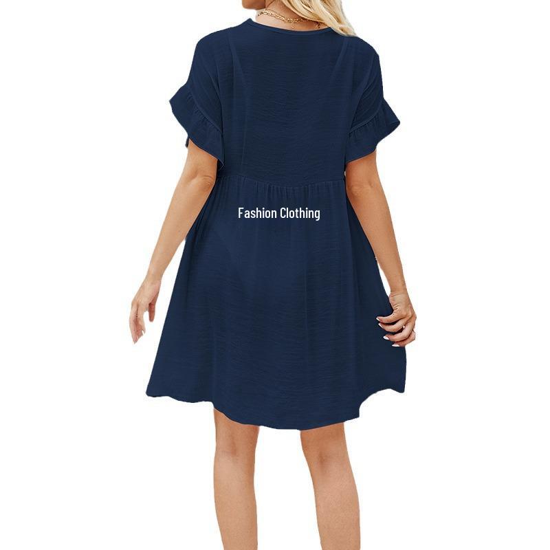 Cross-border Sun Protection Ruffle Cuff See-through Bikini Cover-up Dress