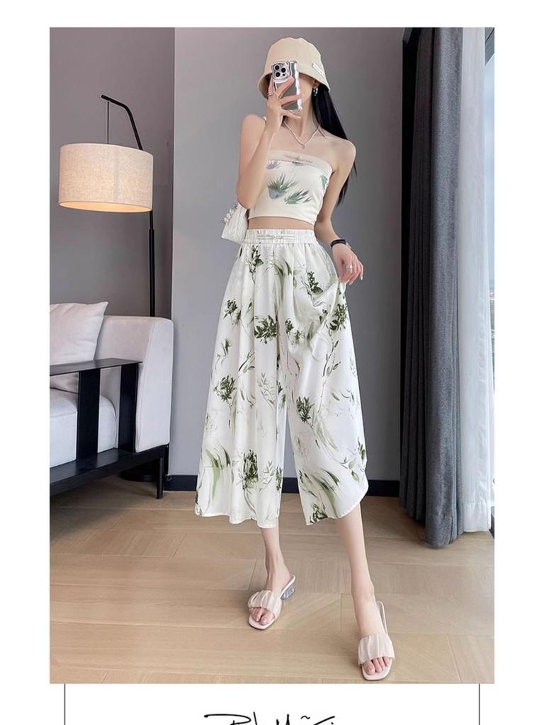 2025 Damen Sommerhose mit hoher Taille und weitem Bein