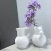 Rustic Vase with Handle Retro Imitation Ceramic Vase Jug Design White Decorative Plastic Vase Hydroponic Planter for Farmhouse Home Decoration