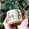 Christmas Vintage Ceramic Mug with Heat-resistant Handle Coffee Cup Nordic Style Home Office Handmade Water Tea Cups Xmas Gifts
