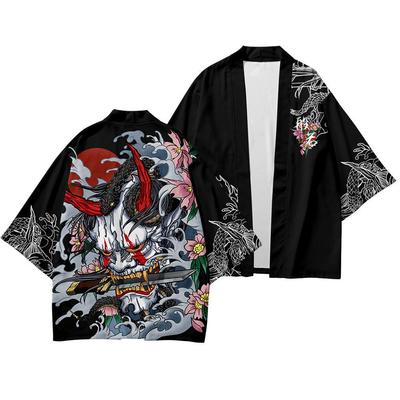 Kimono Man Japanese Clothes Yukata Male Samurai Costume Haori Obi Beach Men's Kimono Cardigan Japanese Streetwear Jacket