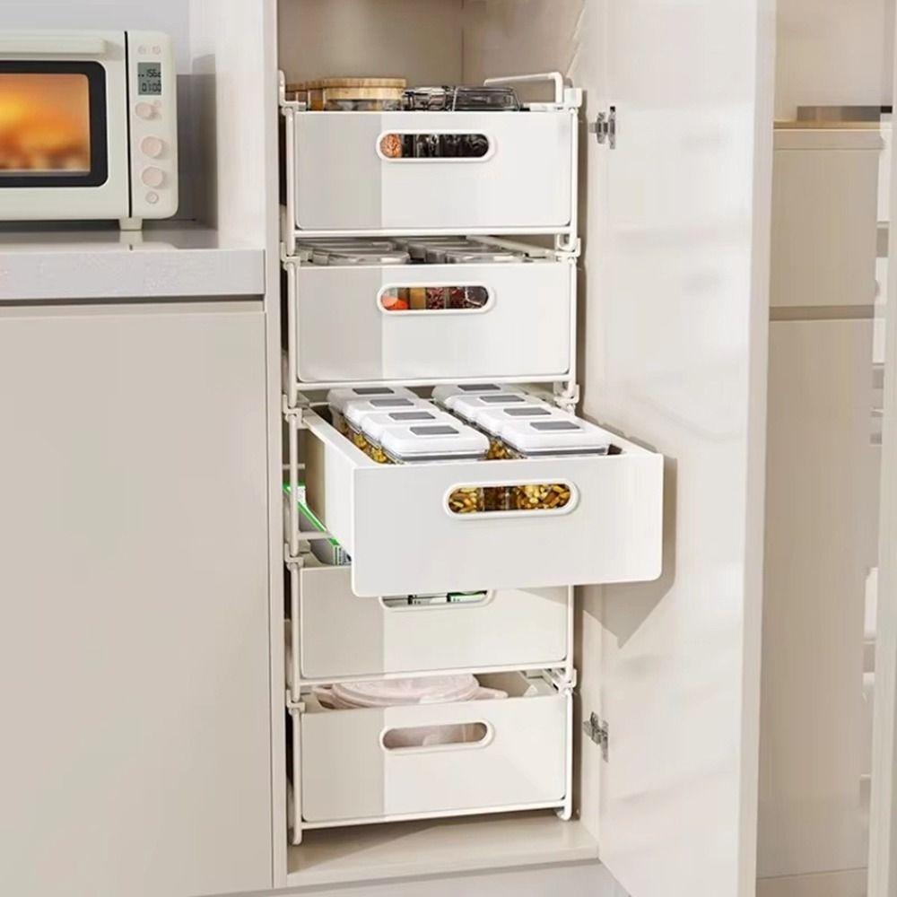 Carbon Steel Pull-out Storage Basket Large Capacity Cabinet Storage Box  Living Room