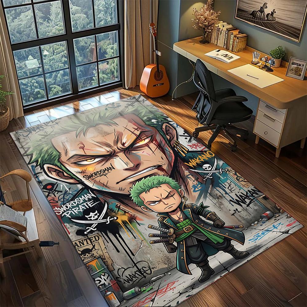 

Zoro Enma Katana Green Hair Samurai Rug Carpet Large Area Rug Non Slip Washable Floor Mat Gamer Room Bedroom Home Decor 60x90cm
