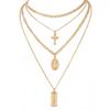 Women Trendy Crucifix Cross Necklace Vintage Multi Layer Choker Pendant Jewelry