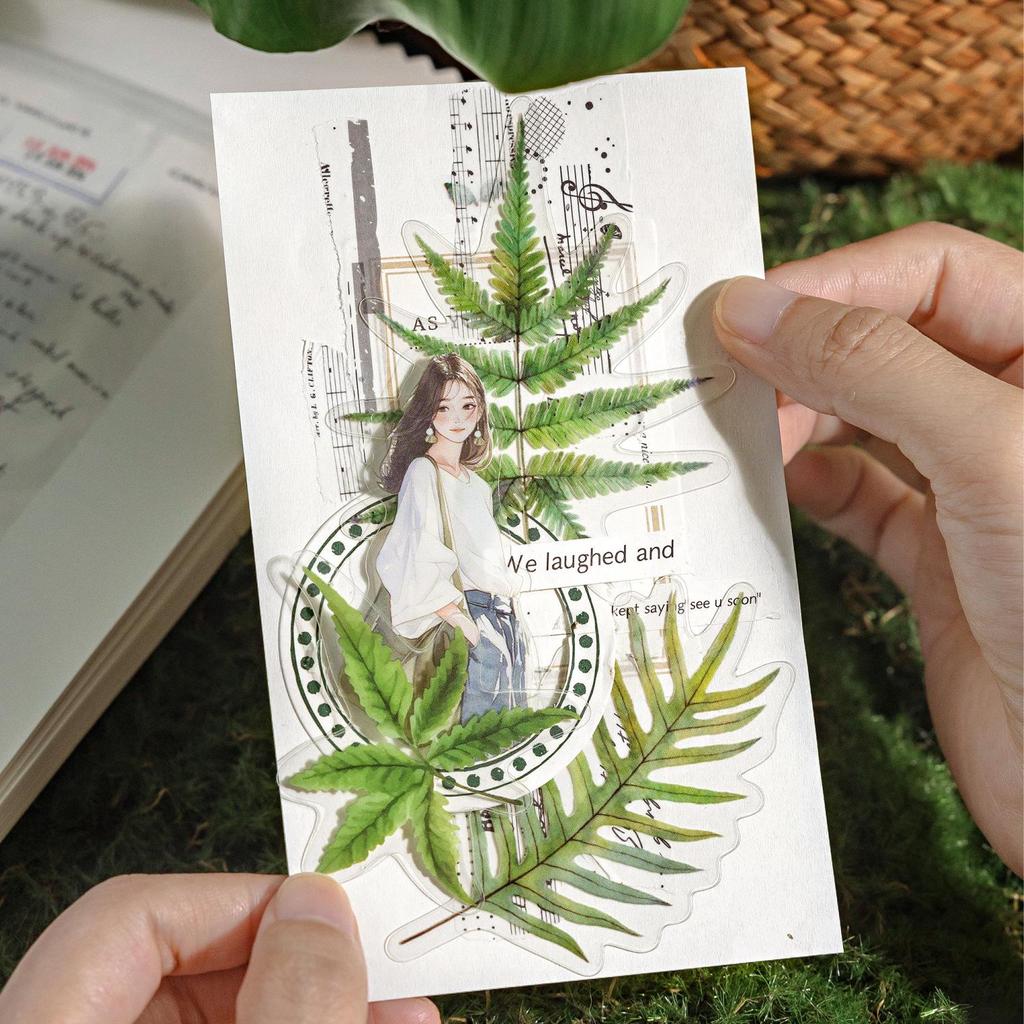 Sugar Poetry Plant Light Scenery Sticker Pack: Fresh Style for Children's Journals, DIY Decor, and Collage Projects.