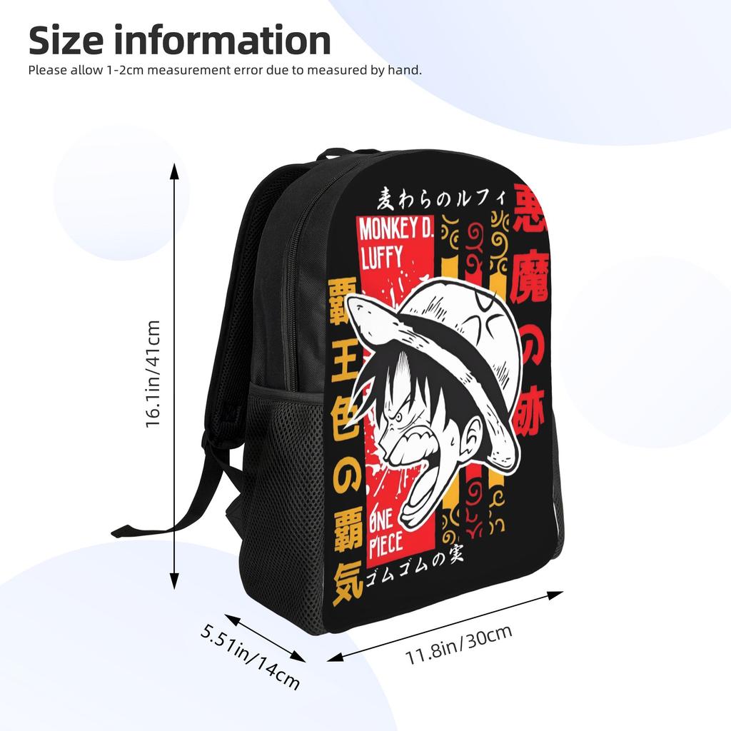 One Pieces Backpack for Women Men Water Resistant College School Luffy Bag Printing Bookbag
