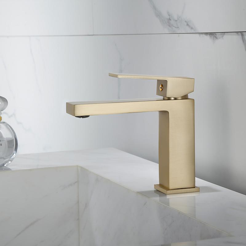 Bathroom Basin Faucet Single Lever Sink Mixer Crane Brass Brush Gold Sink Faucet Hot and Cold Water Tap