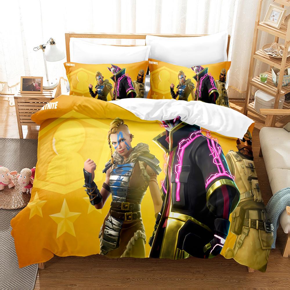 Cartoon Game Mini World Fortnite Quilt Set Three-Piece Digital Printing Three-Piece Set