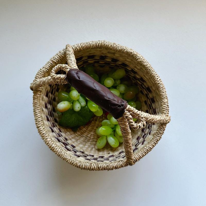 Mořská řasa Ručně tkaný piknikový koš pro skladování ovoce a zeleniny, Organizér do kuchyně na kosmetiku, Košík pro květinovou dívku
