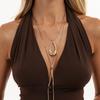 Teardrop Hollow Pendant Chain Snake Chain Y Chain Fashion Layer Necklace  Daily Commute