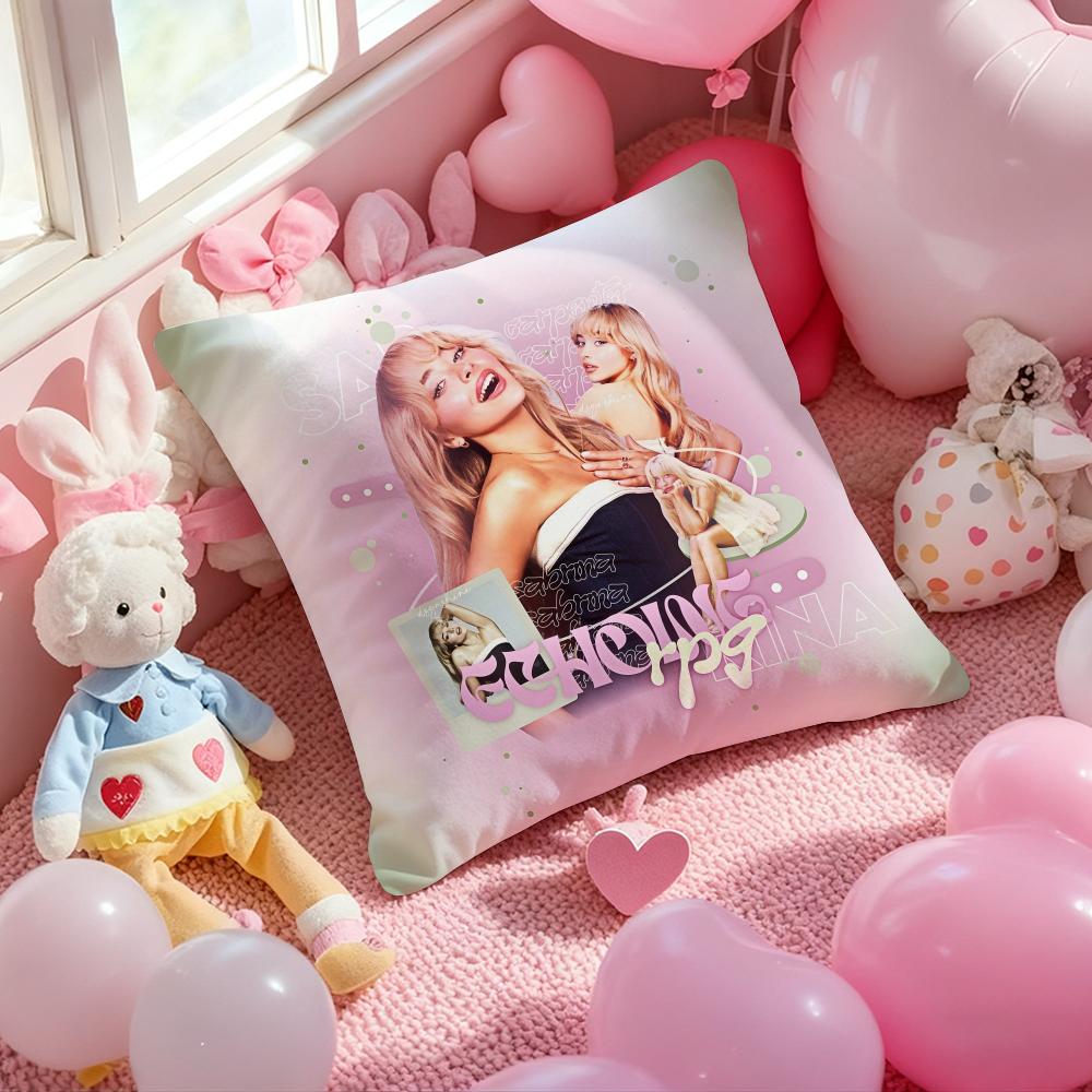 

S-Sabrina C-Carpenter Singer Cushion Cover Pattern Printed Pillowcase for Living Room Sofa Cushion Cover & Bedroom Decor 12x12Inch