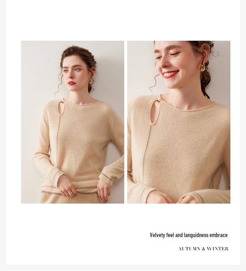 Korean Style Slimming Cashmere Women's Knit Sweater - Autumn/Winter Collection