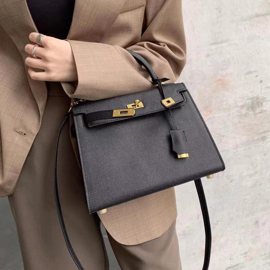 Palmprint genuine leather second-generation single-shoulder women's bag crossbody ins handbag with contrasting color design