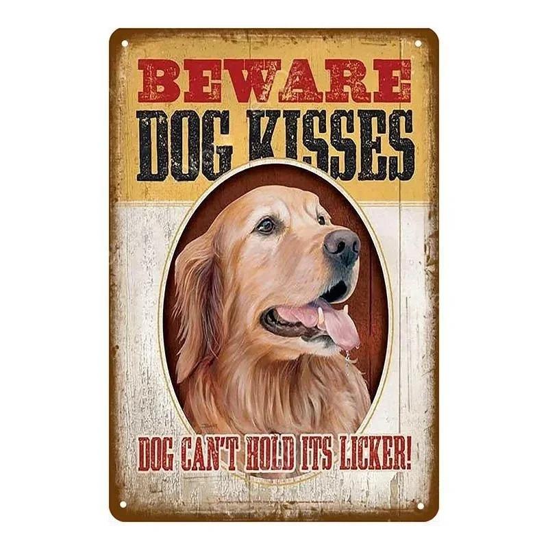 Warnschild aus Aluminium: „Vorsicht vor Hund und Katze!“ – Vintage-Wandplakette für Hof, Garten, Bar, Haus, Männerhöhle