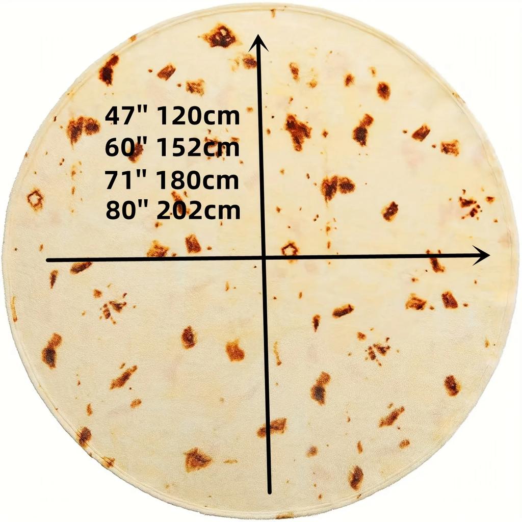 1Pcs Giant Burrito Tortilla Blanket – Double-Side Print Design for Adults Boys & Girls Cozy Flannel Novelty Food Throw Blanket