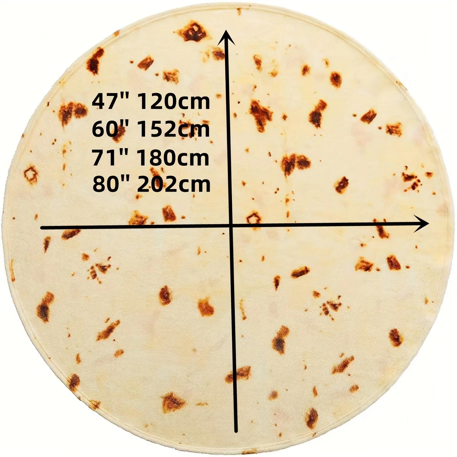 

1Pcs Giant Burrito Tortilla Blanket – Double-Side Print Design for Adults Boys & Girls Cozy Flannel Novelty Food Throw Blanket 150cm