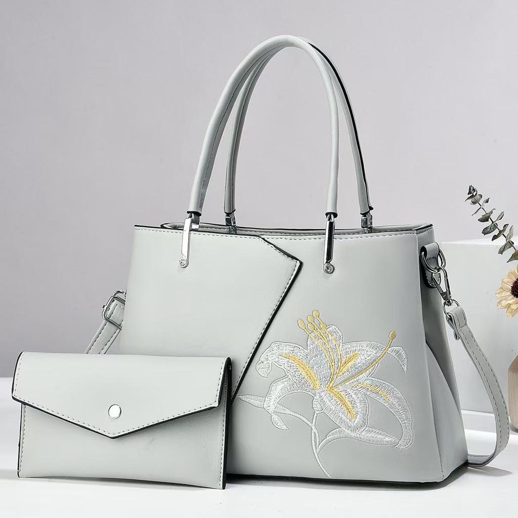 Fashionable Patchwork Embroidered Handbag  Macaron Mother and Child Bag  Versatile and Stylish Large-capacity Crossbody Bag  Trendy