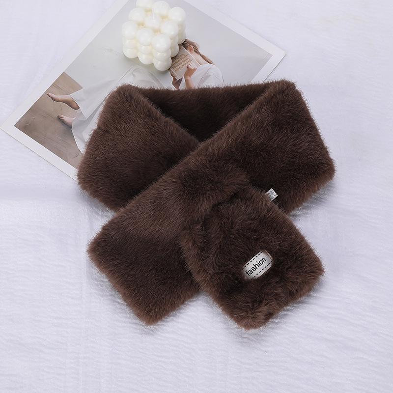 

Корейский зимний плюшевый роскошный шарф из перекрестного меха для женщин 12 x 83