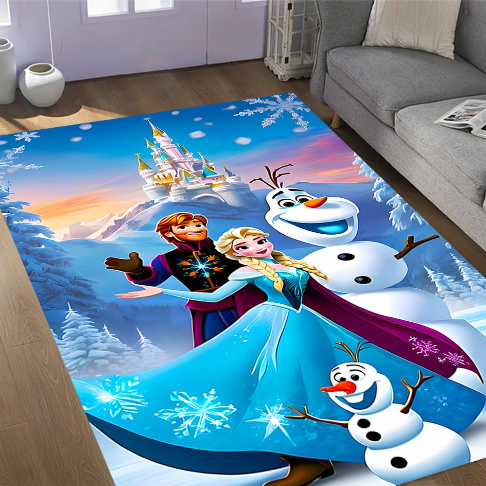 Frozen Olaf Cartoon Theme Non-Slip Rug - Made of Polyester, Suitable for Home Décor, Bedrooms, Living Rooms, Entryways, and Studios.