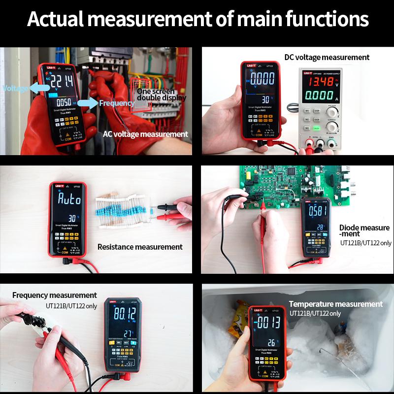 UNI-T Digital Smart Multimeter UT121A UT121B UT122 600V AC DC Voltmeter True RMS Multimeter NCV Resistance Capacitor Tester Tool