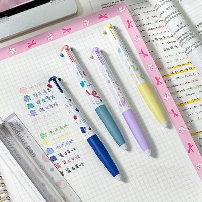 1pcs Multicolor 3 In 1 Retractable Gel Ink Pen 0.5mm Ballpoint Modular Pen Smooth Writing Multi-Function for Note Stationery