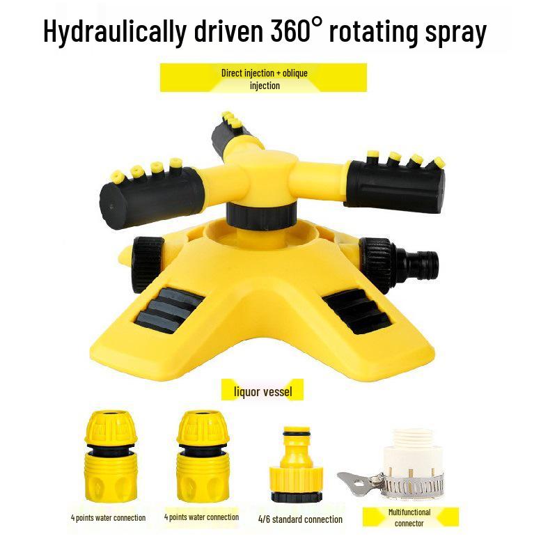 

360° Automatic Rotating Nursery Sprinkler: Three-Way Irrigation Nozzle