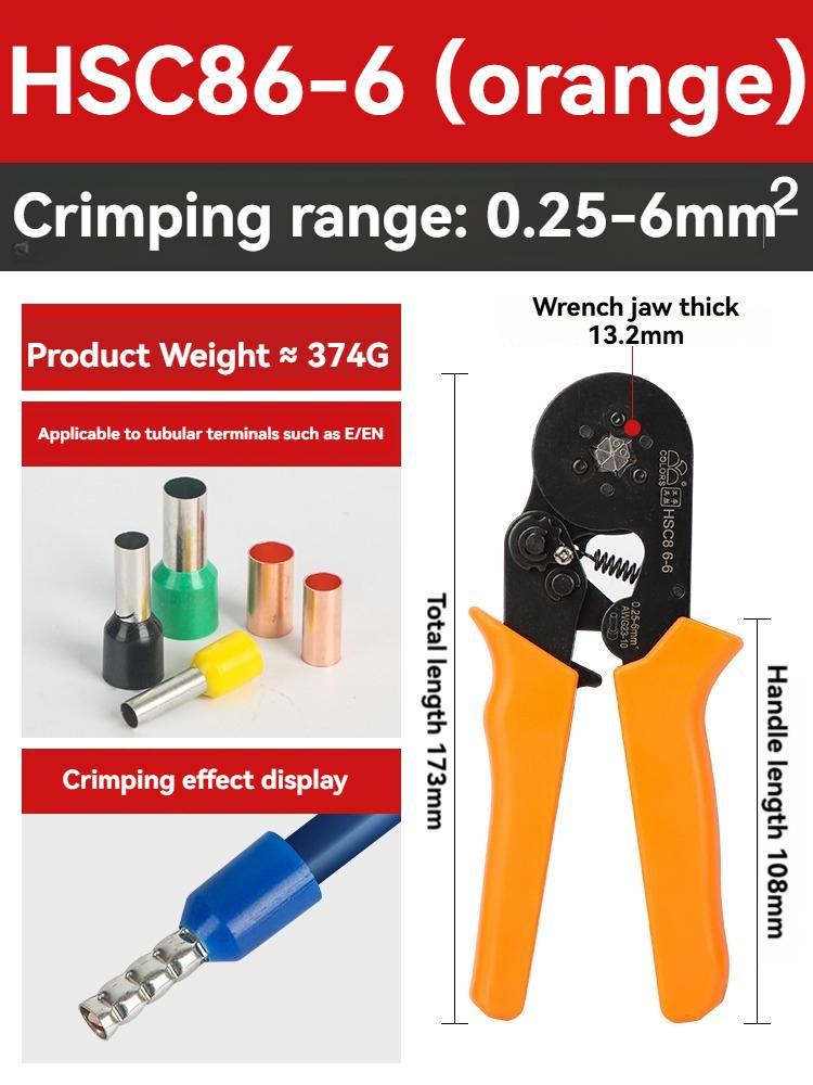 High Quality Cable Wire Crimper Tools Kit Crimping Pliers Ferrule Tube Terminal Crimpers HSC8 6-6 for 0.25-6mm2 AWG(23-10)