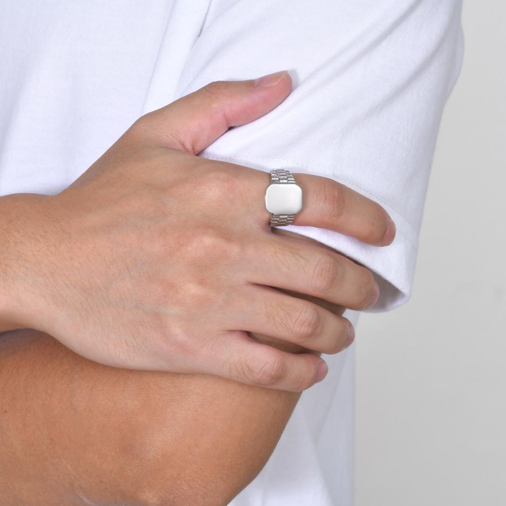 Free Custom 12 Zodiac Signet Rings for Men,Personalized Stainless Steel Finger Birthday Gift To Dad Father Husband Son