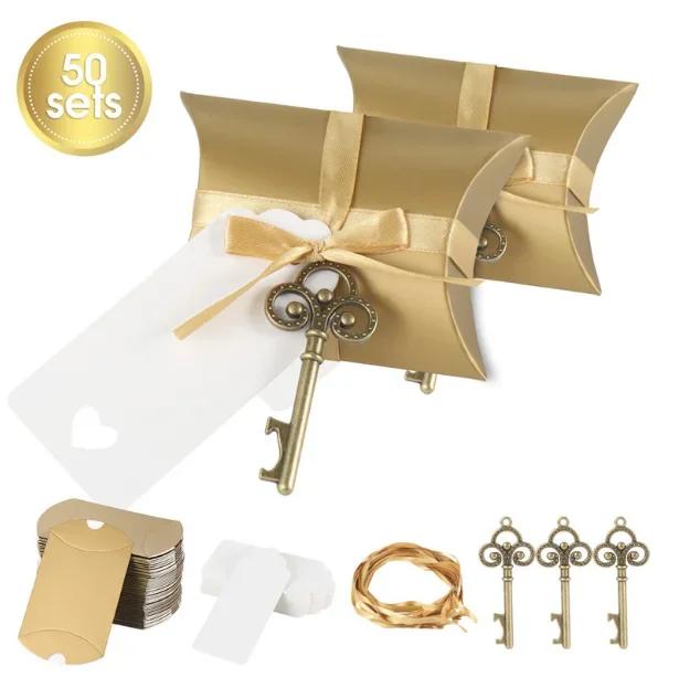 

50 шт. Конфетная коробка Открывашки для бутылок в виде ключа Открывалка для бутылок Свадебные сувениры Подарок для свадебных вечеринок Детских вечеринок Рождественские подарки