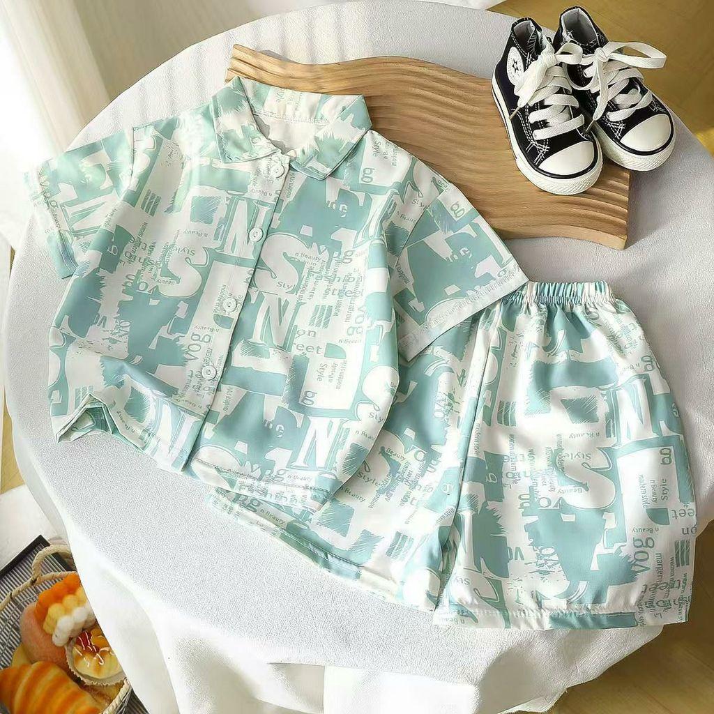 Childrens Summer Outfit Set With Cotton Blend Fabric For Boys