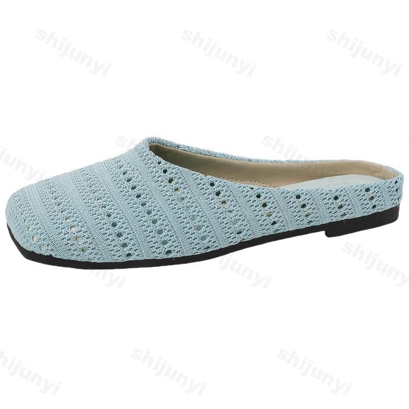 Fashion Retro Woven Design Casual Flat Half Slippers for Women 2025 Summer Hollow Breathable Comfortable Sandals Fashion Beach Draggers