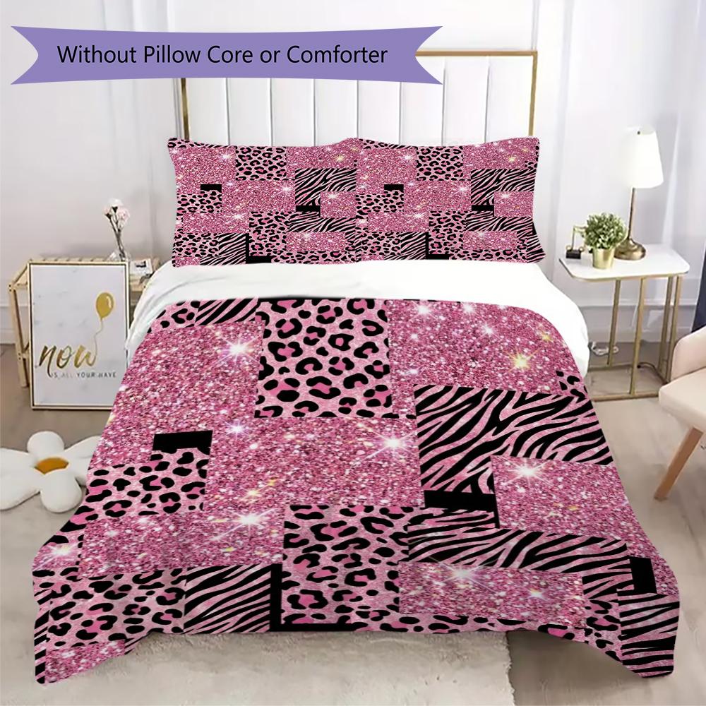 Y2K Leopard Print Pattern Bedding Uilt Set Uilt Cover Pillowcase Home Decoration Birthday Gift (1 * Duvet Cover + 2 * Pillowcase Without Core)13