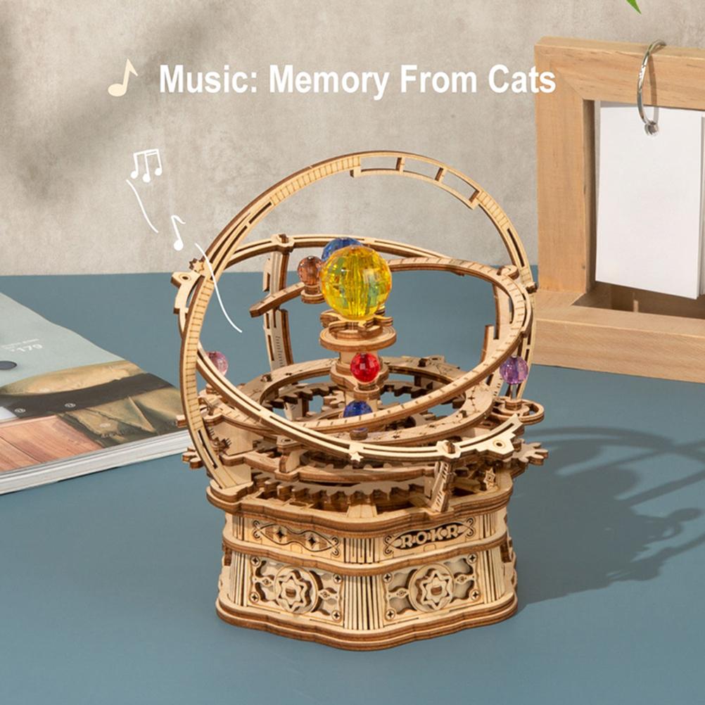 3D Wooden Puzzle DIY Assemble Wooden Model Mechanical Music Box Rotatable Music Box Puzzle