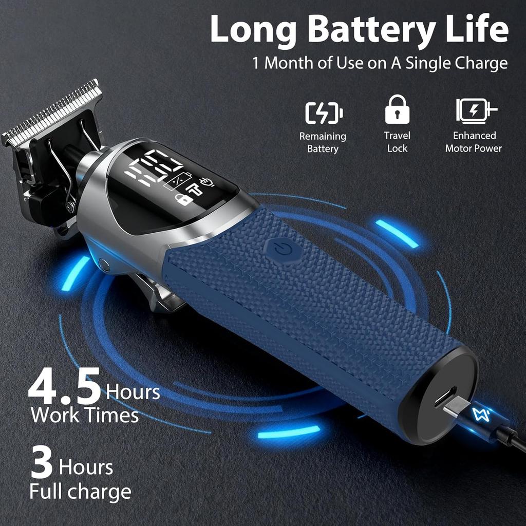 6-in-1 Professional Beard Trimmer for Men, IPX6 Waterproof Electric Shaver Razor, Cordless Body Hair Trimmer for Mustache, Nose, Type-C Mens Gooming