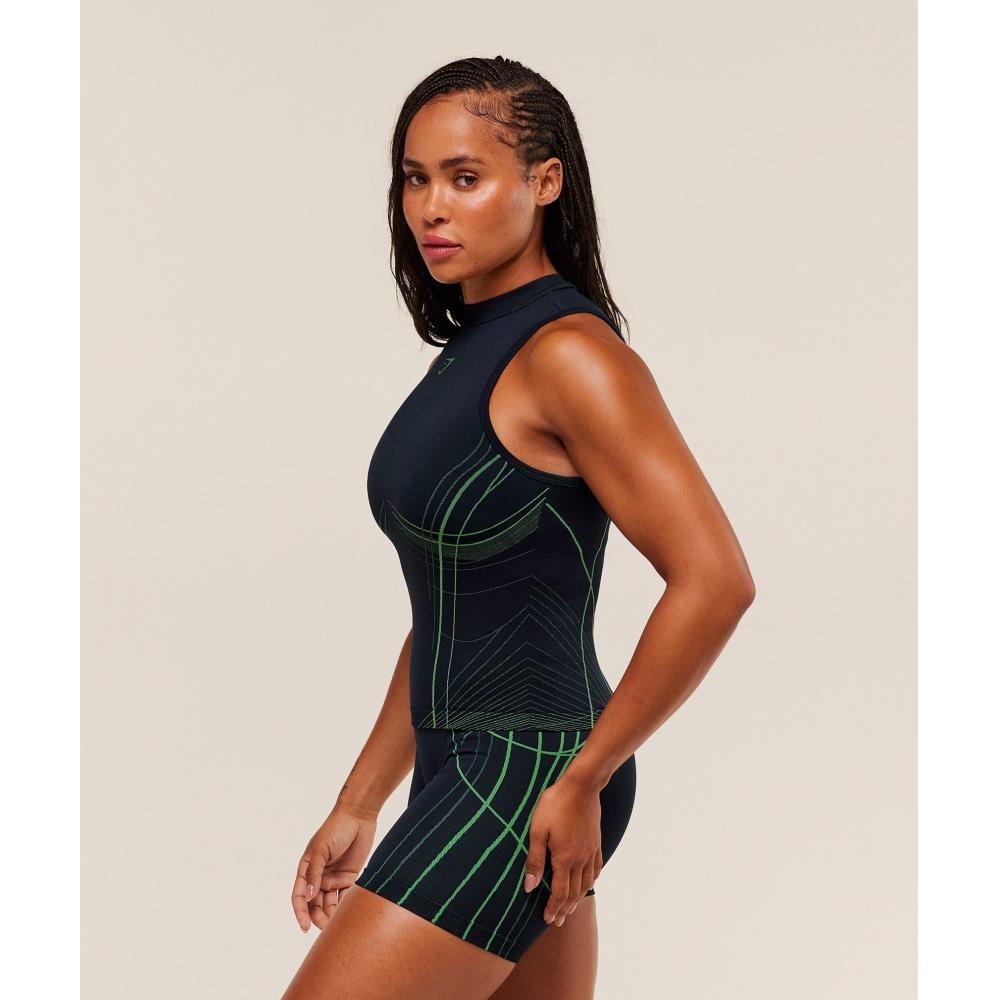 Gymshark Apex Nahtloses Tanktop Schweres Blau Aktives Grün B4c6m Uds4