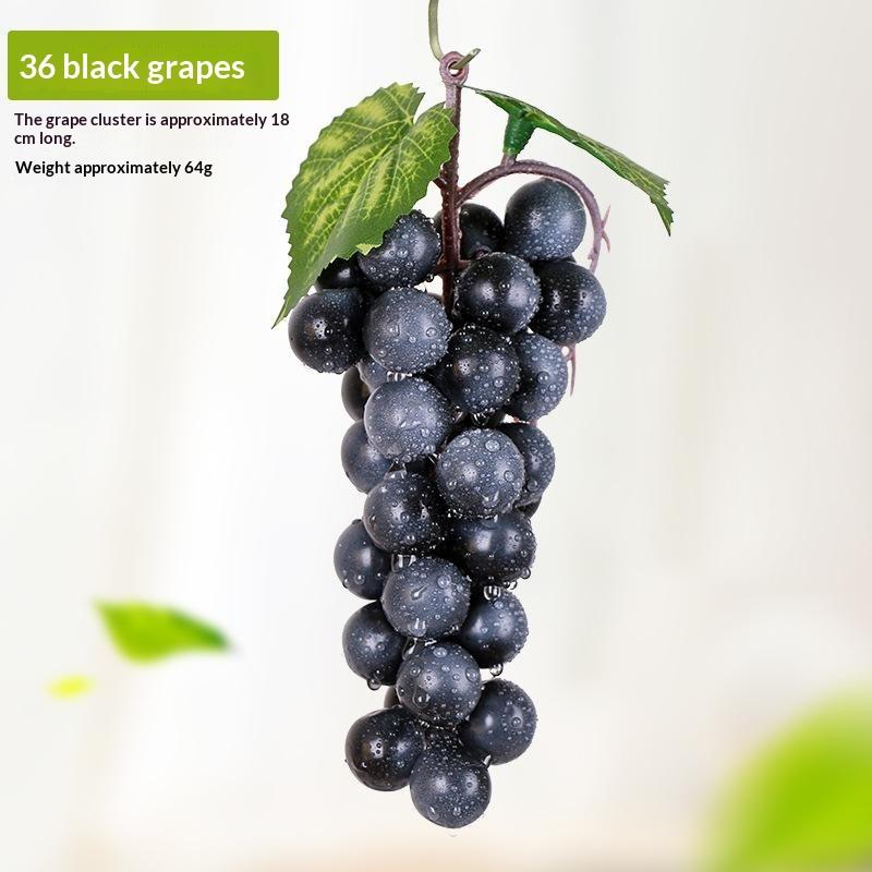 1Pcs Realistic Plastic Artificial Grapes Bunches Simulation Fake Fruit with Leaves for Vintage Home Decor Party Table Display
