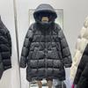 Autumn and winter new medium and long white duck down jacket women's fashion foreign style thickened pressed rubber hooded jacket tide