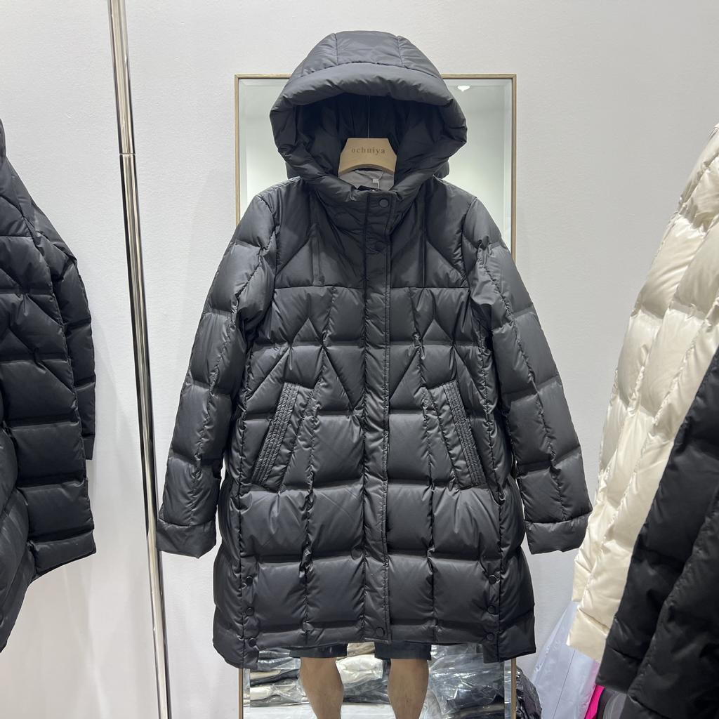 Autumn and winter new medium and long white duck down jacket women's fashion foreign style thickened pressed rubber hooded jacket tide