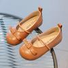 Girls Leather Shoes Spring Summer New Bow-tie Little Girl Shoes Fashion Slip On Girl Princess Dancing Shoes Size 21-30 I04041