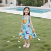 Girls' Summer Floral Spaghetti Strap Dress - Sleeveless Cotton Silk Princess Outfit