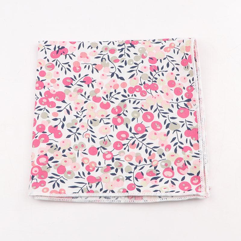 25cm Vintage Floral Cartoon Printed Handkerchief Cotton Women Men Wedding Suits Pocket Square Adult Gift Accessory High Quality