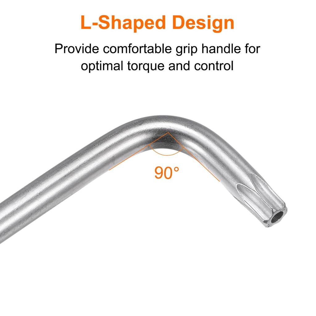 Uxcell T45 Torx Starkey Chrome Vanadium Steel Hand Tool for Automotive and Home Set of 2 Tamper-Proof Wrench, L-Shaped 6-Point Wrench, Repairs,