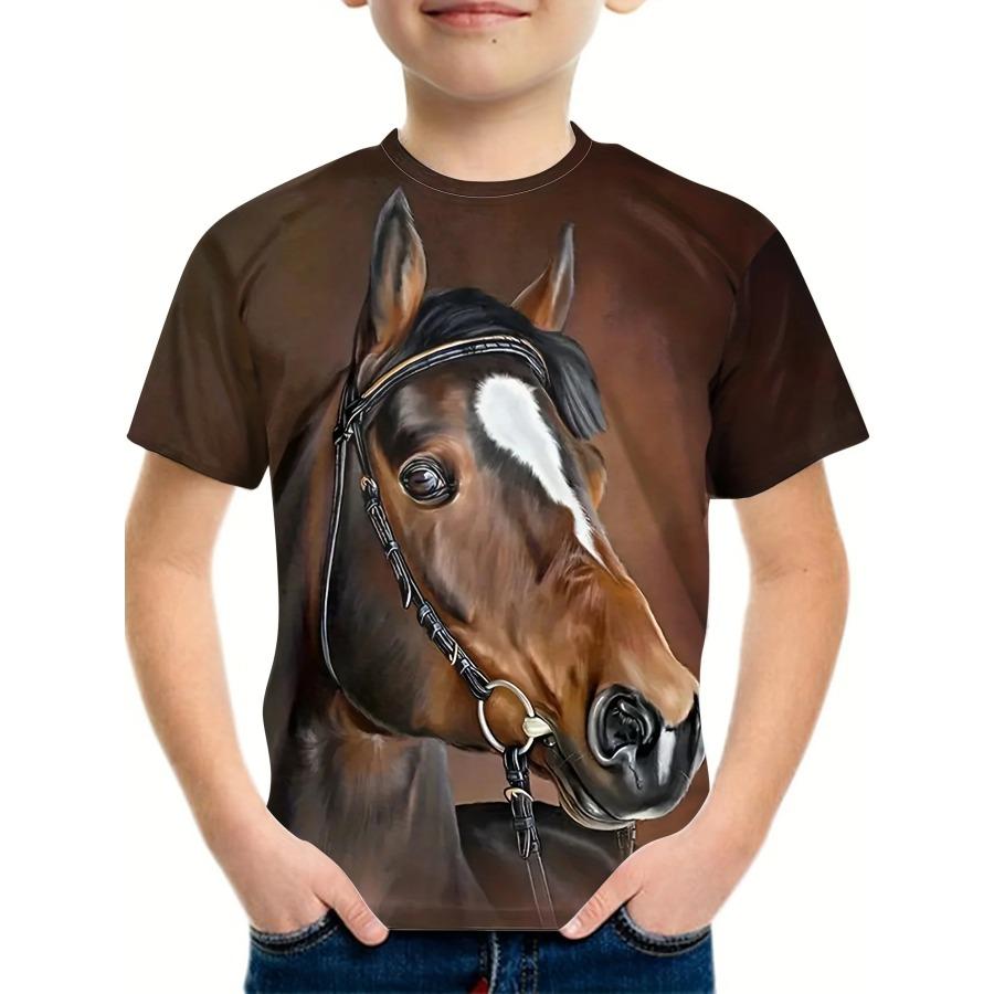 Dětské tričko Kůň na oblečení 3D potisk Trička Pro chlapce Topy Ležérní Letní Dětské oblečení Módní tričko Chlapecké Dívčí Trička Tričko