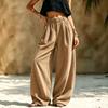 Women's Color Corduroy Pants Casual Loose Fit Elastic Waist Full Length Trousers with Pockets
