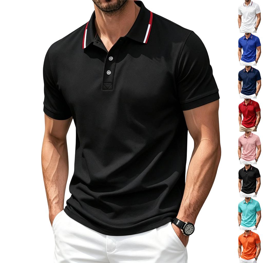 Men’s Short Sleeve Polo Shirt with Breathable Athletic Fabric Classic Turn-down Collar and Quick Dry Design for Summer Sports Casual Wear
