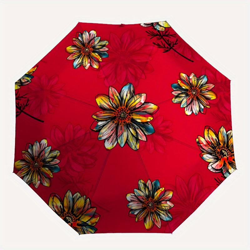 

1pc Floral Pattern Automatic Umbrella - 8-Rib Foldable Design, Outdoor Adventures, and Family Celebrations yy250829053