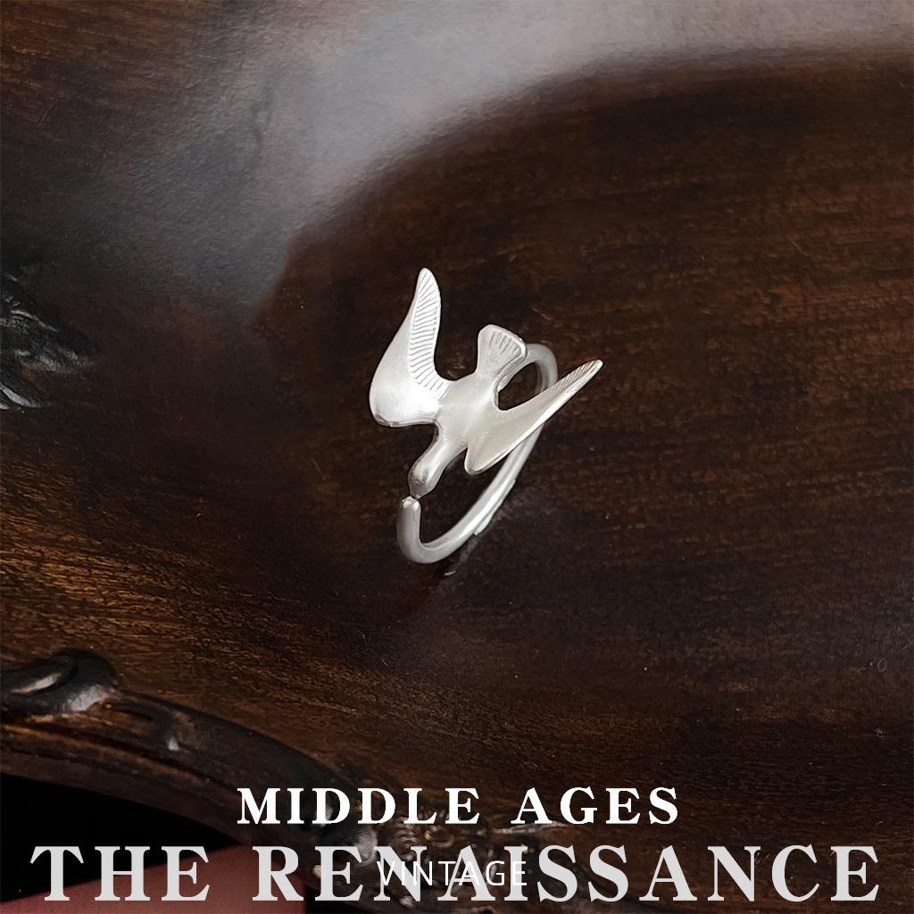 Asuka Collection~ Dumb Silver Literary Retro Asuka Index Finger Ring Niche Opening Adjustable Ring Female