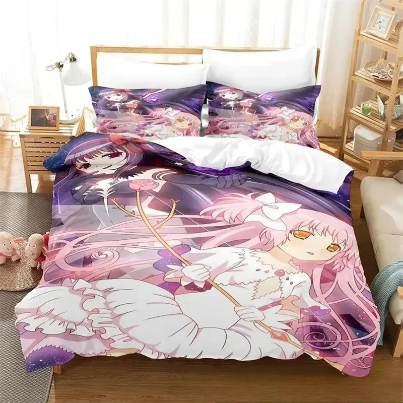 3D Print Anime Puella Magi Madoka Magica Bedding Set Boys Girls Twin Queen King Size Duvet Cover Pillowcase Bed Boys Adult
