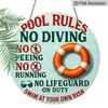 2D Flach, 1 Stück Rundes Aluminium-Hängeschild, Lustiger „Poolregeln Kein Rettungsschwimmer im Dienst“-Aufdruck, Langlebige Outdoor-Wanddekoration, Perfekt für Poolbereich, Hinterhof